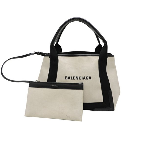 Balenciaga Navy Cabas Women's Tote Bag 339933 Canvas White - Picture 1 of 10